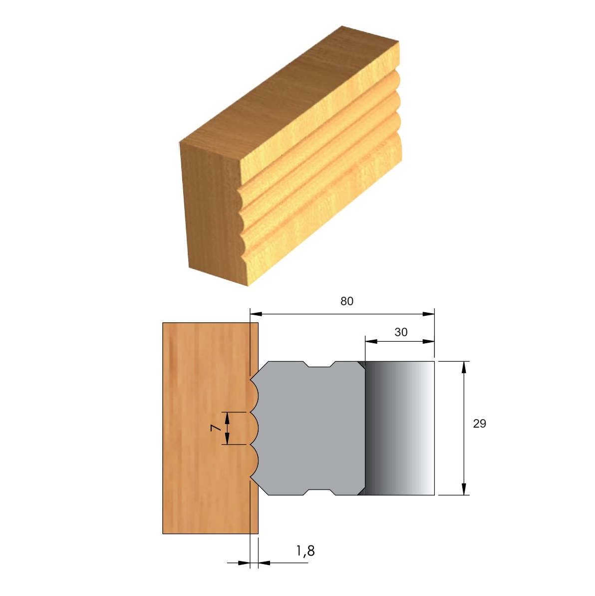 Fresa para Molduras de Móveis e Carrocerias de Aço Ø80 x 30 – 4 Dentes - Cód. 2900.01